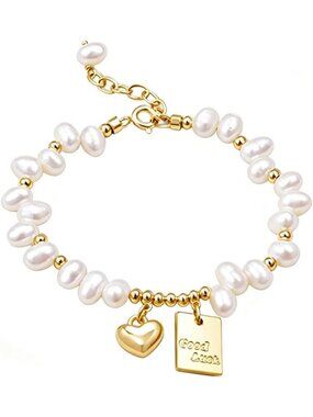 Elegant 14K Gold Plated Freshwater Baroque Pearl Bracelet for Women - Chic
